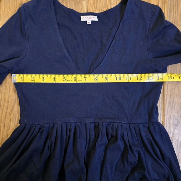 Demylee Women's XS Navy Blue Short Sleeve V-Neck Maxi Dress 100% Cotton - Picture 9 of 12